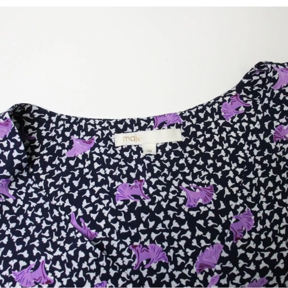 Maje Risee Floral Purple Oversized Flutter Sleeve Mini Dress Size FR 38 (US 6) - Picture 5 of 15